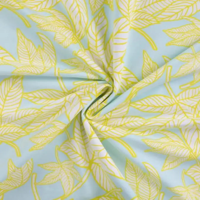 Maglia french terry stampata foglia neon giallo blu