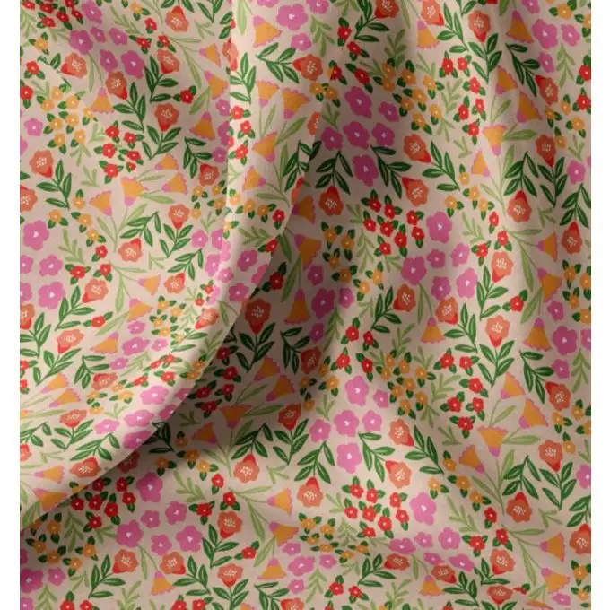 Tessuto cretonne stampato multicolore fiori