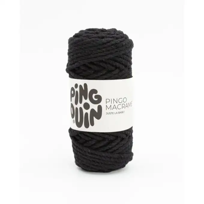 Gomitolo di filo per maglieria Macramè nero - Pingouin