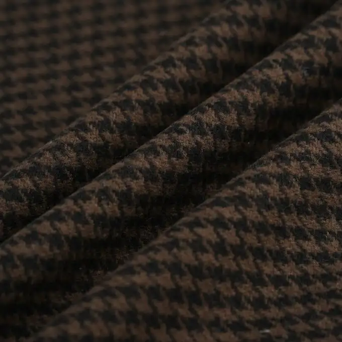 Tessuto flanella cotone pied de poule nero marrone