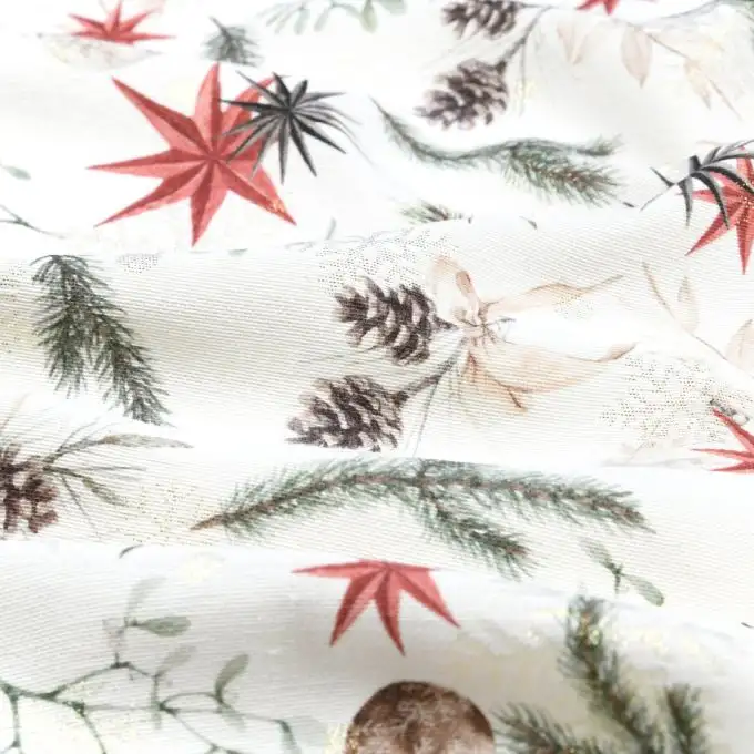 Tessuto jacquard foglia diffus lurex rosso