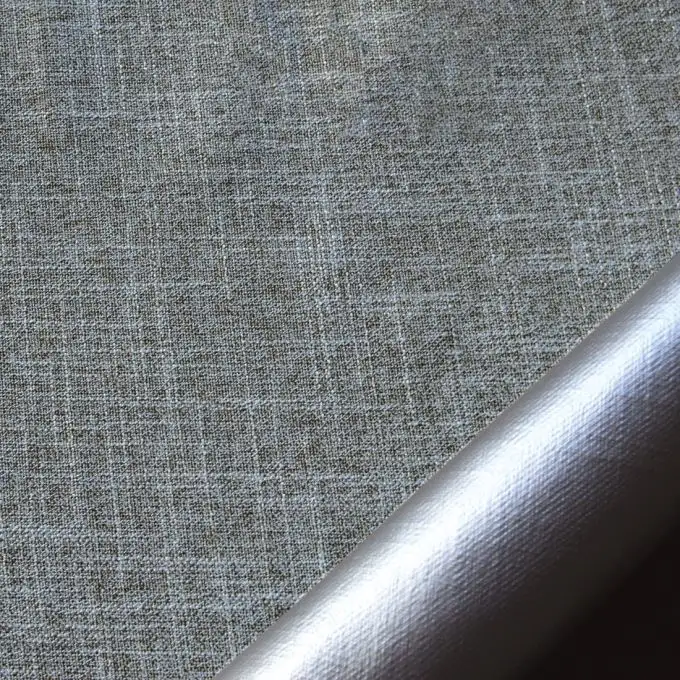 Tessuto termico estivo effetto lino 100% oscurante rivestimento acrilico grigio