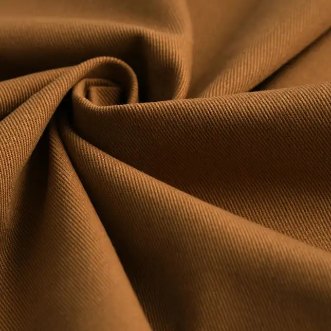 Tessuto twill cotone unito cammello