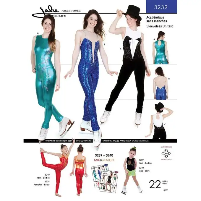 Modello Jalie 3239 body ginnastica senza maniche bambino adulto