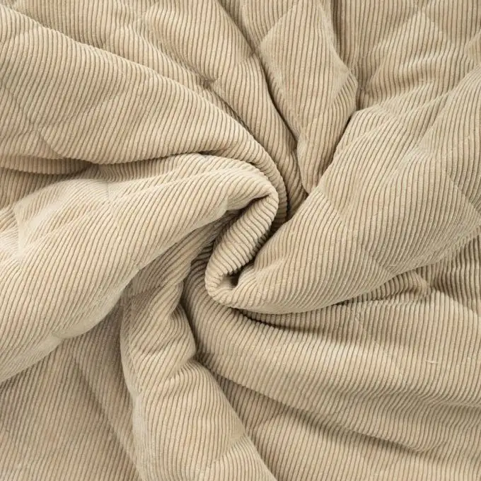 Tessuto trapuntato velluto retro pile beige