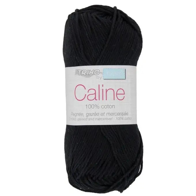 Palla di filato Caline 50g 100% cotone mercerizzato - Col. 172 Nero