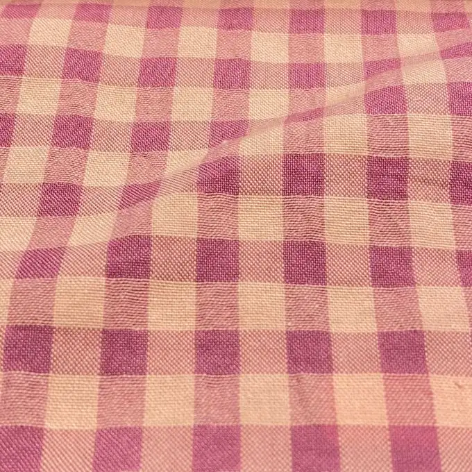 Tessuto seersucker vichy nudo e orchidea