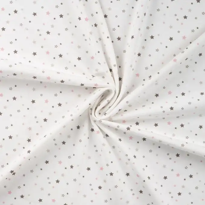 Tessuto popeline di cotone stampato cielo stellato ecru