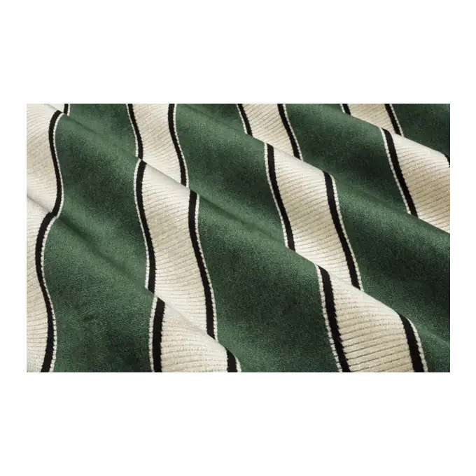 Tessuto Jacquard in velluto a righe verdi, sedili e tende