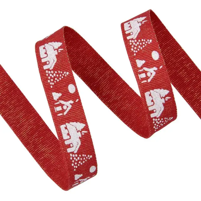 Nastro di Natale lurex cottage rosso 15 cm