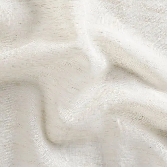 Tessuto voile polilino effetto maculato ecru ampia larghezza