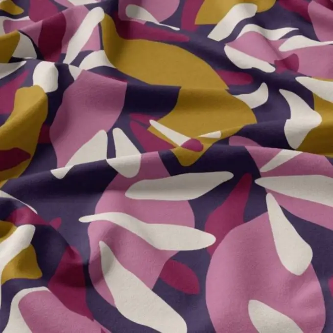 Tessuto viscosa stampato fiori rosa vivace