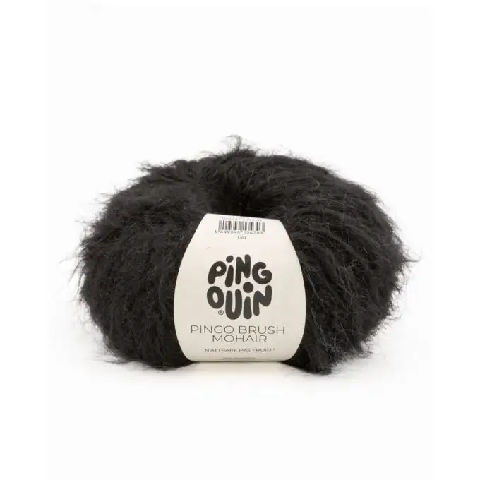 Gomitolo di filato per maglieria Brush mohair nero - Pingouin