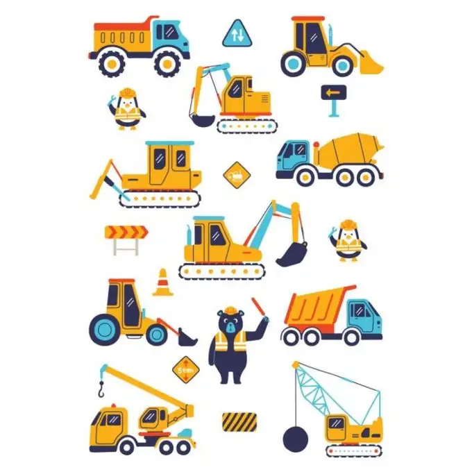 Tessuto patchwork mezzi di cantiere bambino