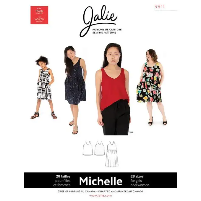 Modello Jalie 3911 Michelle bluse e abito senza maniche per bambino e adulto