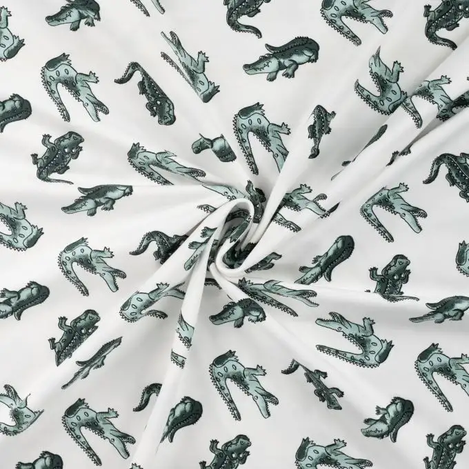 Maglia jersey cotone stampata coccodrillo ecru