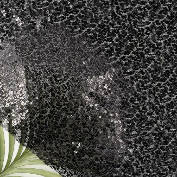 Tessuto rete paillettes nere