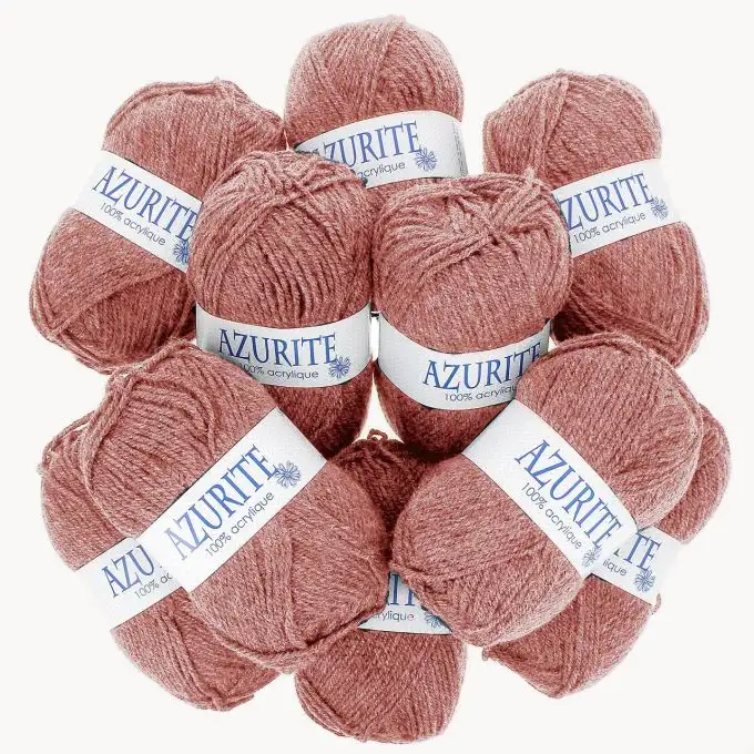 Set di 10 gomitoli di filato Azurite 50g 100% acrilico - Col. 31878 Rosa tè