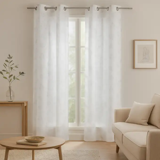 Tenda vannes ricamata fiori bianco