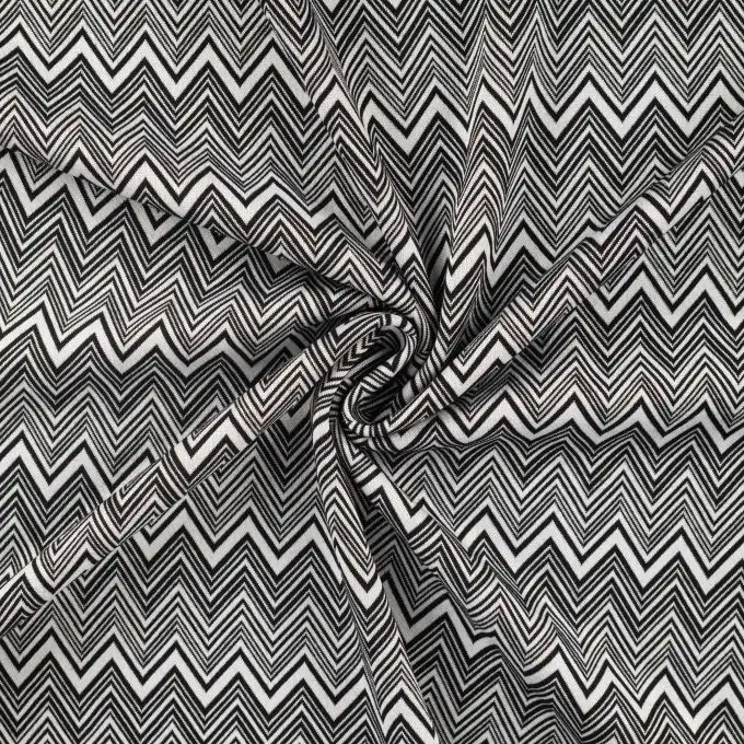 Maille jacquard stampata onda zig zag anni settanta nero