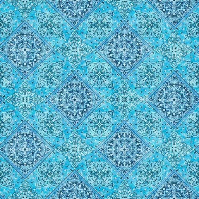 Tessuto patchwork bandana blu