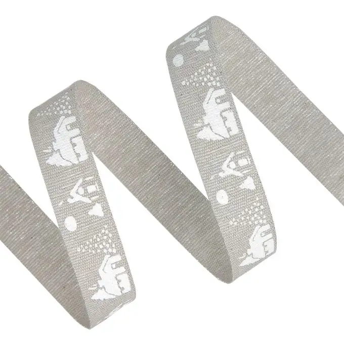 Nastro di Natale lurex cottage grigio 15 cm