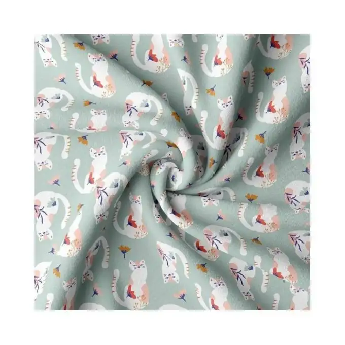 Tessuto cotone bambini gatti bianchi