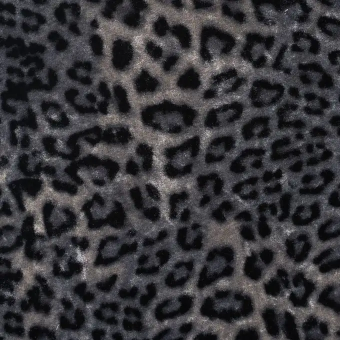 Tessuto velluto stampato leo grigio