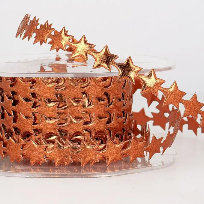 Nastro ghirlanda stelle arancione brillante 10 mm