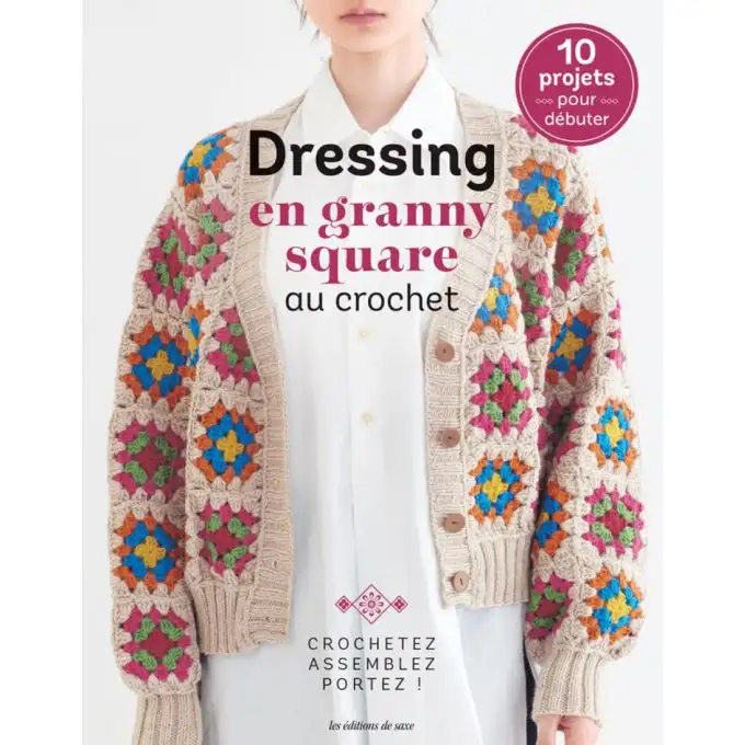 Libreria in granny square all'uncinetto