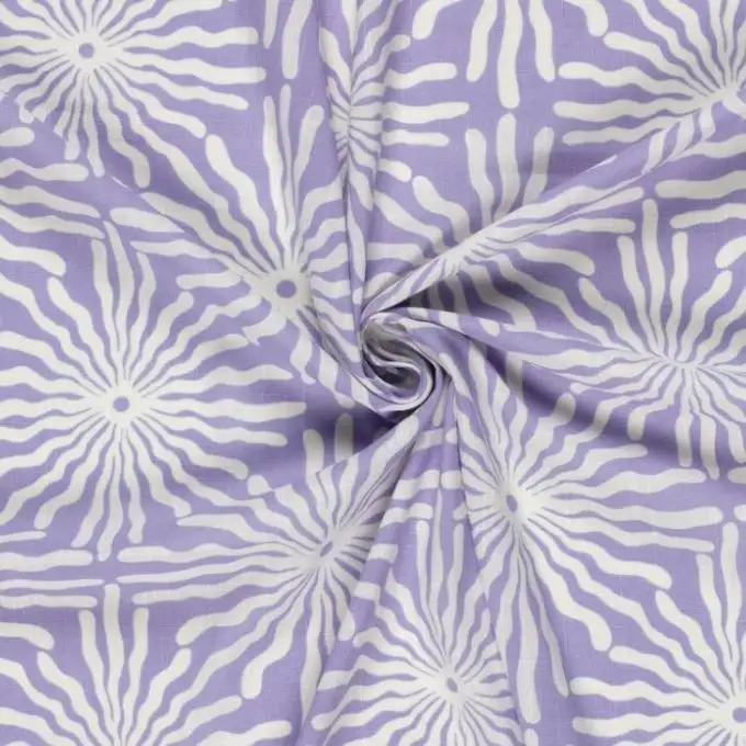 Tessuto cotone viscosa maxi sole ecru mauve