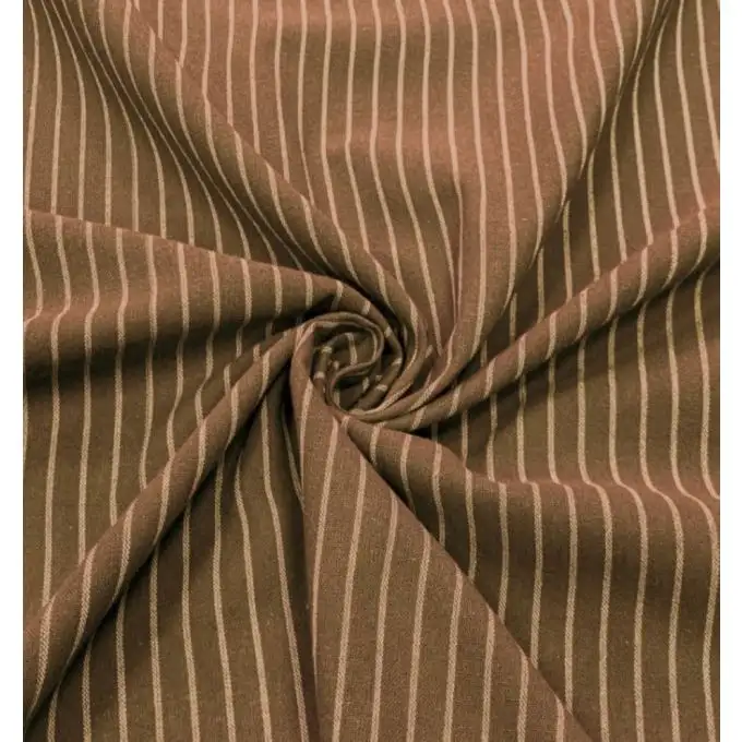 Tessuto tinto a righe ecru e nocciola