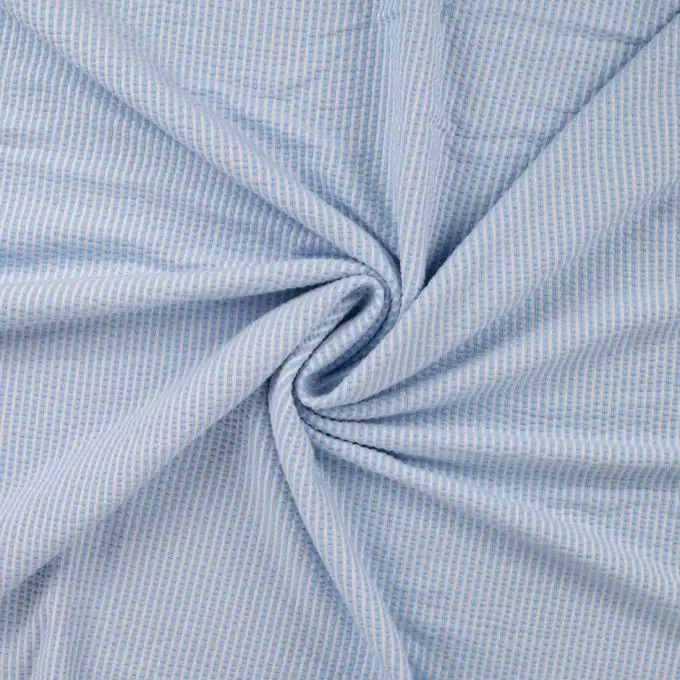 Maglina seersucker stampata fine righe blu