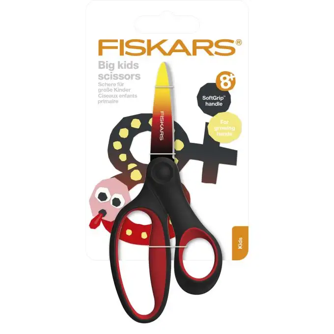 Forbici bambino softgrip 15 cm rosso e nero - Fiskars