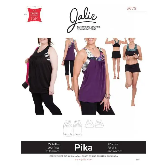 Modello Jalie 3679 Pika blusa 2 in 1 e reggiseno sportivo per bambino e adulto