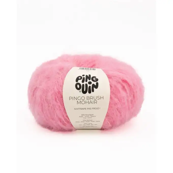 Gomitolo di filato da maglia Brush mohair rosa candy - Pingouin