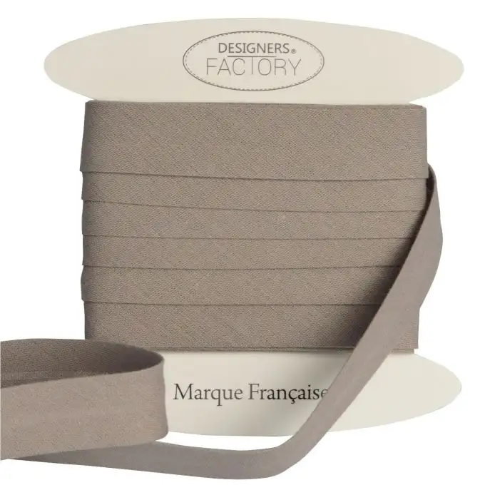 Nastri in sbieco in cotone taupe per 10 metri - designers-factory