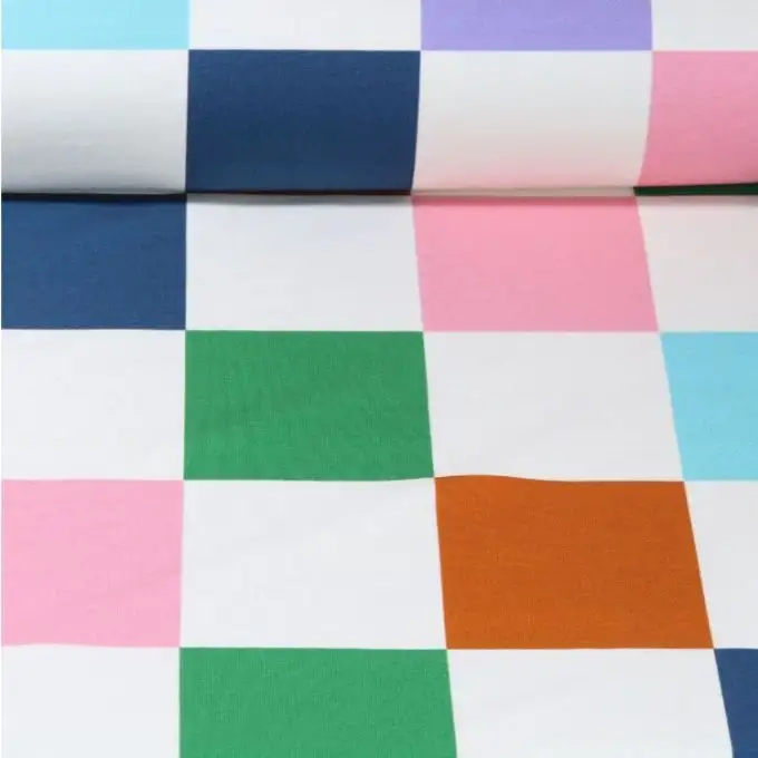 Maille jersey stampata damier multico pastel - Albstoffe