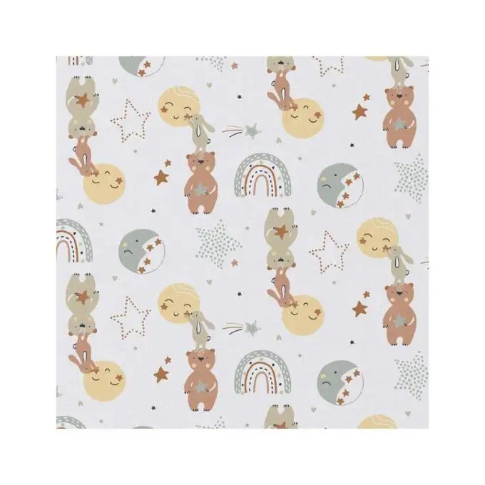 Tessuto cotone bambini con conigli e orsetti