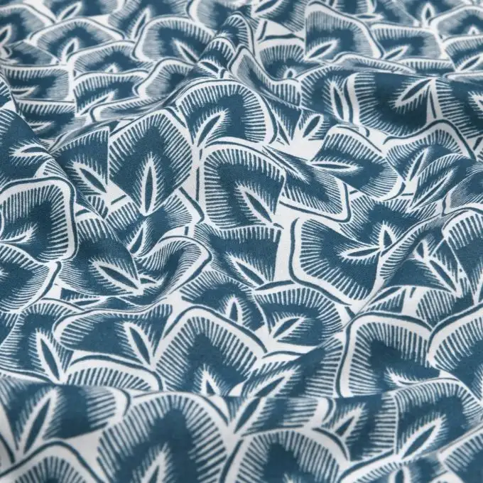 Tessuto cretonne stampato mini fogliame marino