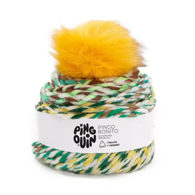 Pelota di filato per maglieria 1 berretto pompon Bonito multico senape - Pingouin