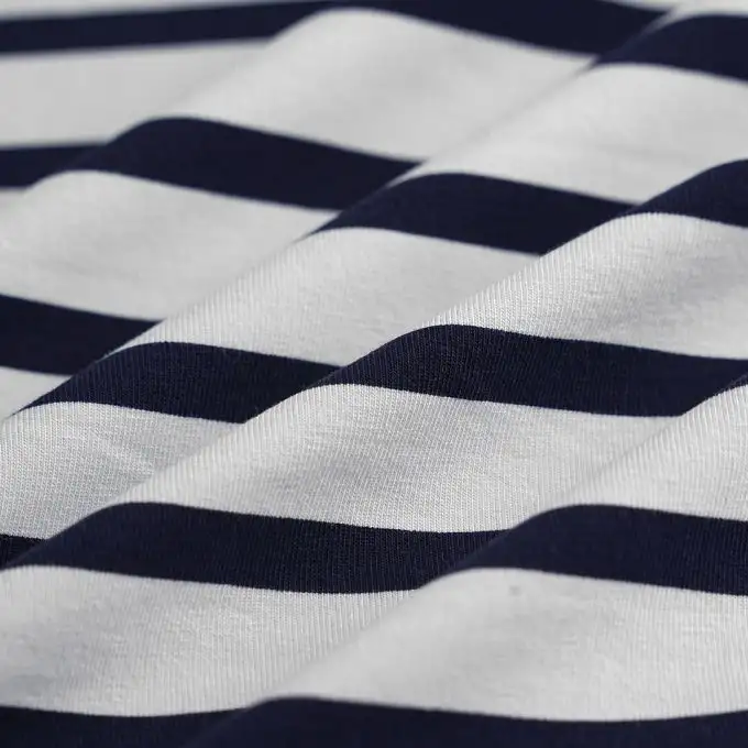 Tessuto jersey cotone elastan righe marine