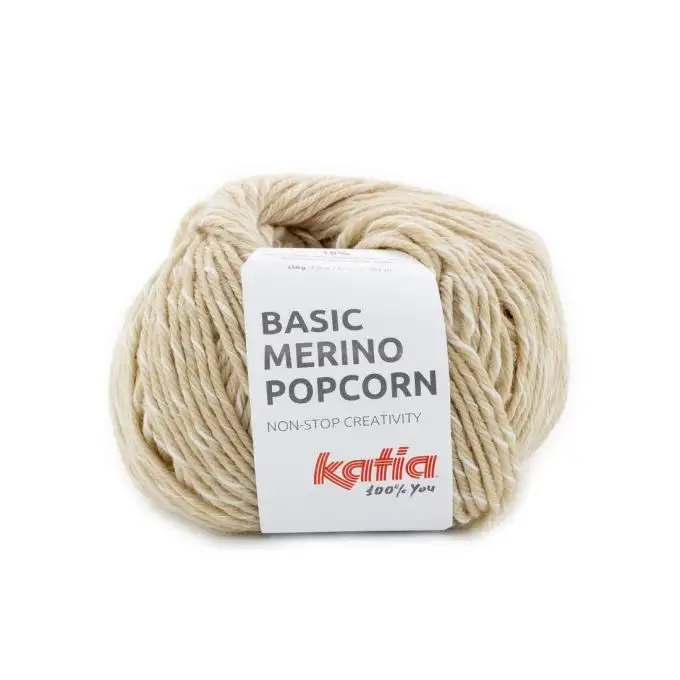 Palla merino popcorn beige e bianco 105