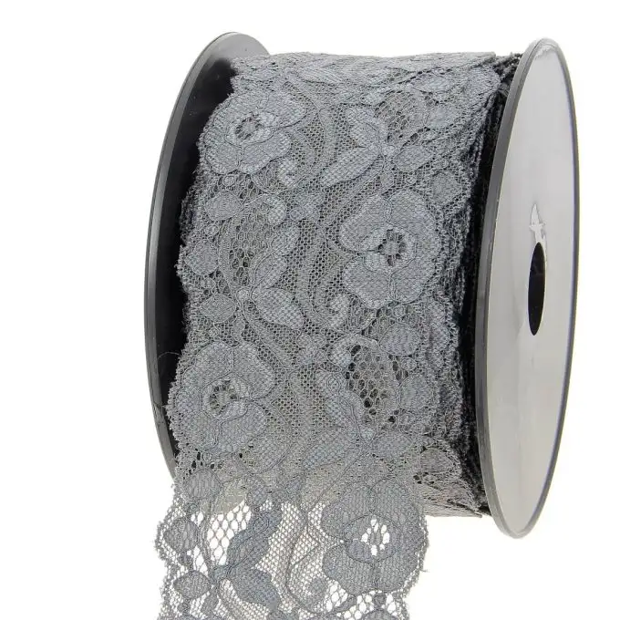 Nastro in pizzo nylon grigio elastico 80mm