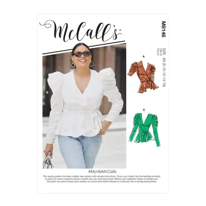Patron McCall's 8146B5 - Top incrociato con varianti maniche da 36 a 44