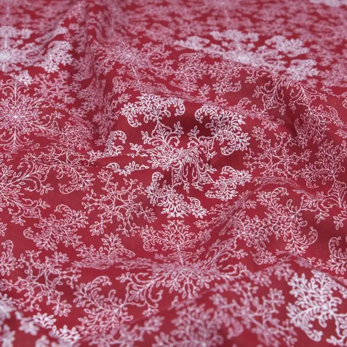 Tessuto cretonne rivestito stampato fiocco geometrico rosso