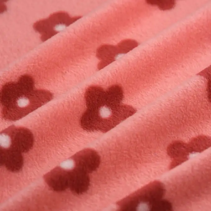 Tessuto pile stampato fiori rosa