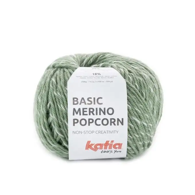 Palla merino popcorn verde e bianco 108