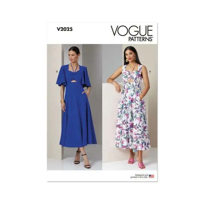Modello Vogue V2025B5 Donna Abito aderente e svasato 36 a 44