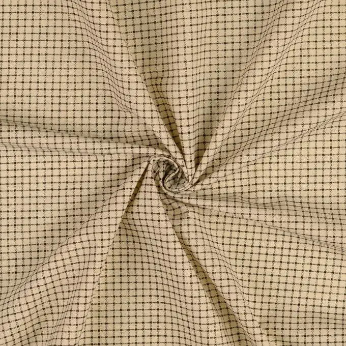 Tessuto cretonne cotone stampato vichy vintage nero